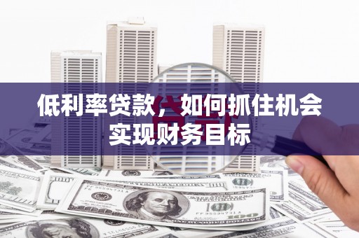 瑞昌低利率贷款，如何抓住机会实现财务目标