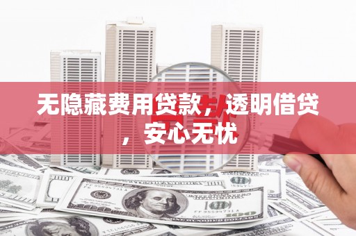 瑞昌无隐藏费用贷款，透明借贷，安心无忧