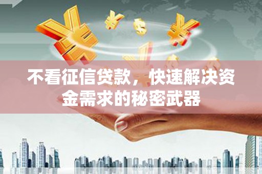 瑞昌不看征信贷款，快速解决资金需求的秘密武器