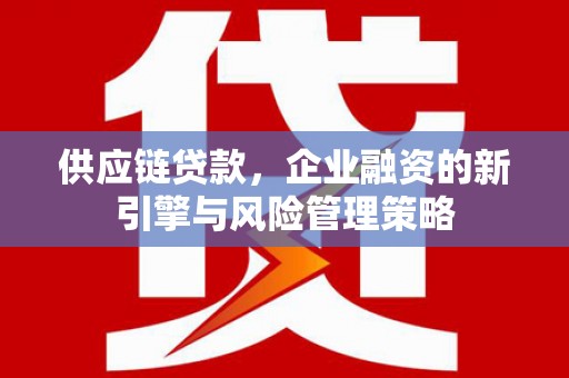 瑞昌供应链贷款，企业融资的新引擎与风险管理策略