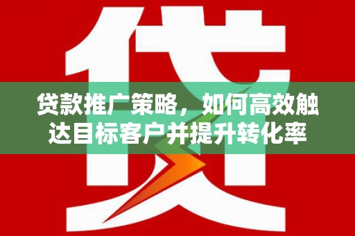 瑞昌贷款推广策略，如何高效触达目标客户并提升转化率