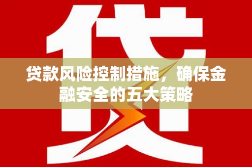 瑞昌贷款风险控制措施，确保金融安全的五大策略