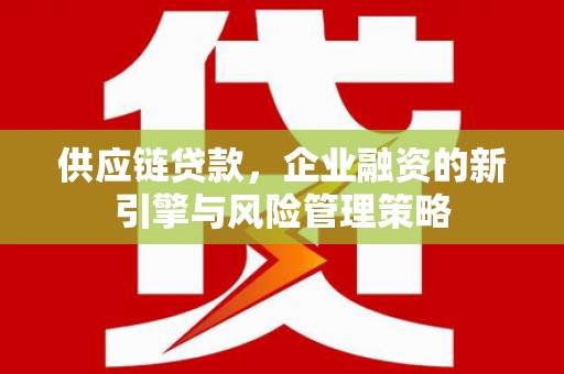 瑞昌供应链贷款，企业融资的新引擎与风险管理策略
