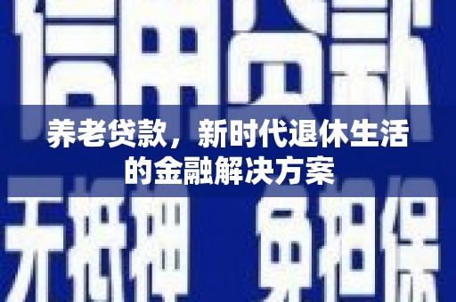 瑞昌养老贷款，新时代退休生活的金融解决方案