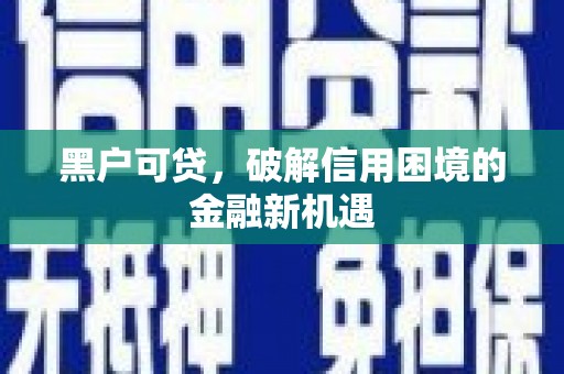 瑞昌黑户可贷，破解信用困境的金融新机遇