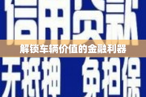瑞昌解锁车辆价值的金融利器